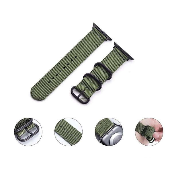 SKALO Nato-ranneke Nylon Apple Watch Series 10 46mm - Valitse väri Green