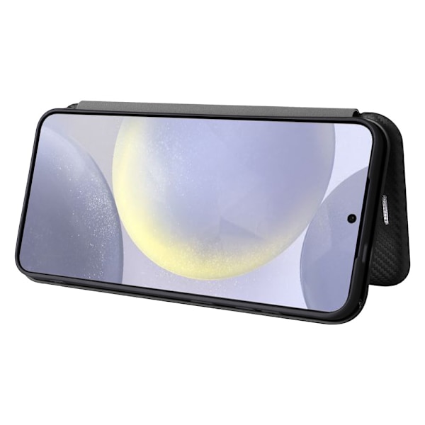 SKALO Samsung S25 Carbon Fiber Plånboksfodral - Svart Svart