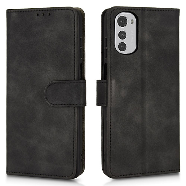 SKALO Motorola Moto E32/E32s Matt PU-Läder Plånboksfodral - Svart Svart