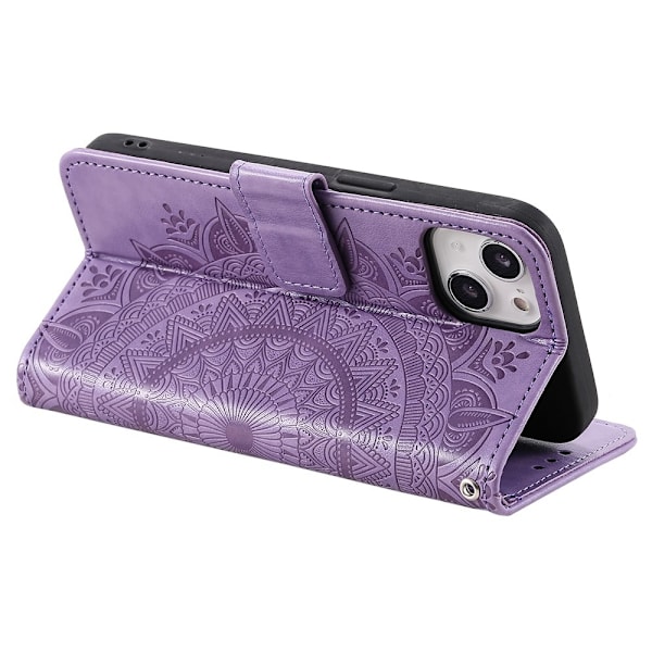 SKALO iPhone 15 Mandala Flip Cover - Lilla Purple