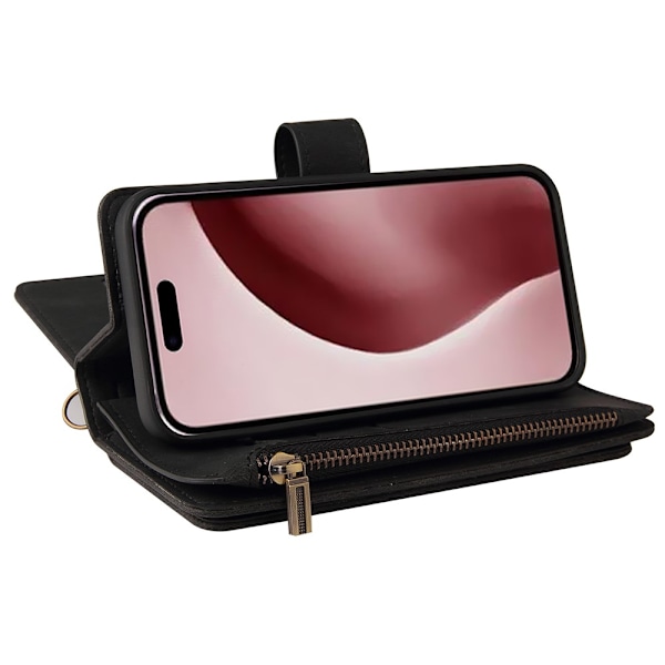 SKALO iPhone 16 Pro Big Wallet 17-FACK Plånboksfodral - Svart Svart