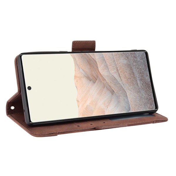SKALO Google Pixel 6 Pro 6-FACK Plånboksfodral - Brun Brown