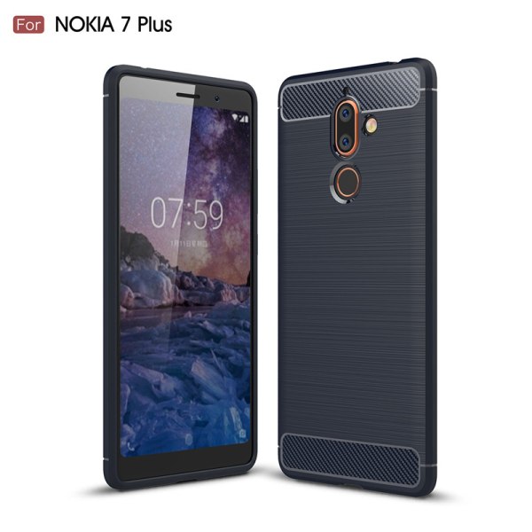 Iskunkestävä Armor Carbon TPU-kuori Nokia 7 Plus - enemmän värejä Grey