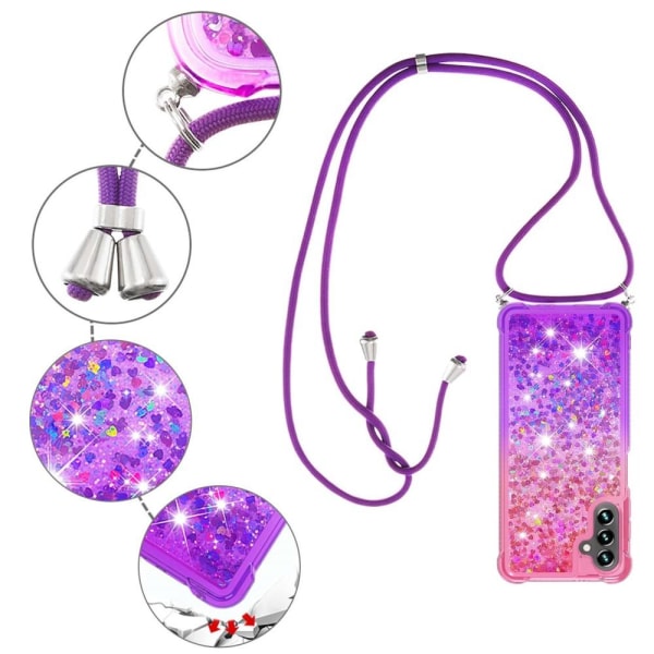 SKALO Samsung A34 5G Kvicksand Glitter Mobile Collar - Pink-Lill Multicolor