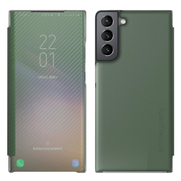 SKALO Samsung S22 Panssaroidut suojat Carbon Fiber Case - Army Green Green