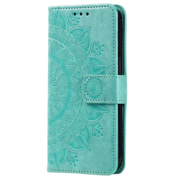 SKALO Samsung S23 Ultra Mandala Flip Cover - Turkis Turquoise