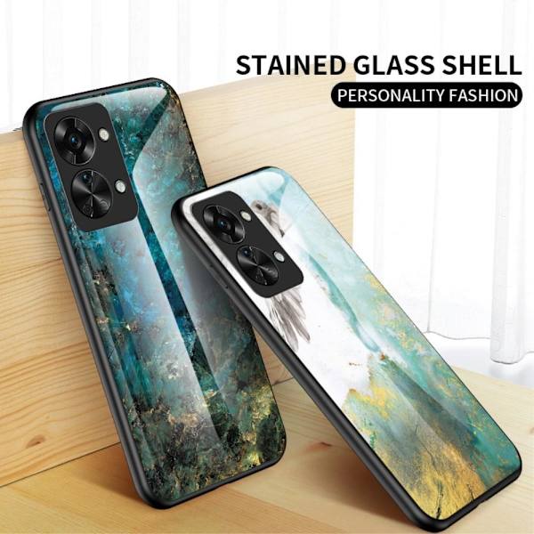 SKALO OnePlus Nord 2T 5G Marmor Härdat Glas TPU-skal - Motiv 2 multifärg