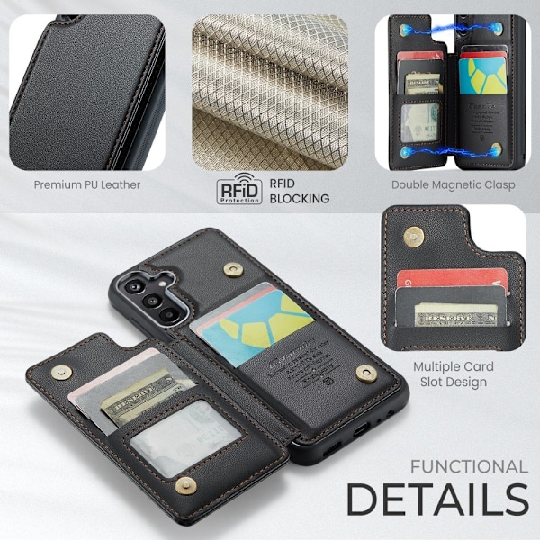 CaseMe Samsung A16 C22 Series Suojakuori+Lompakko - Musta Black