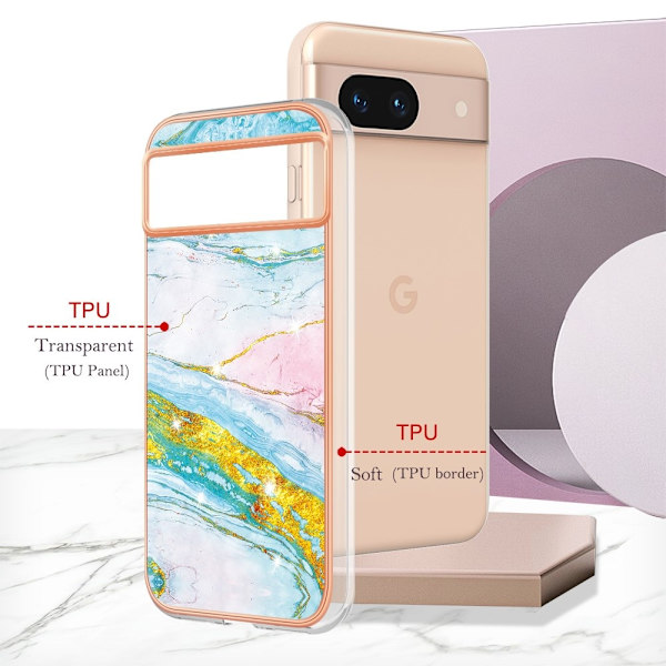 SKALO Google Pixel 8a Marmor TPU-skal - Motiv 1 multifärg