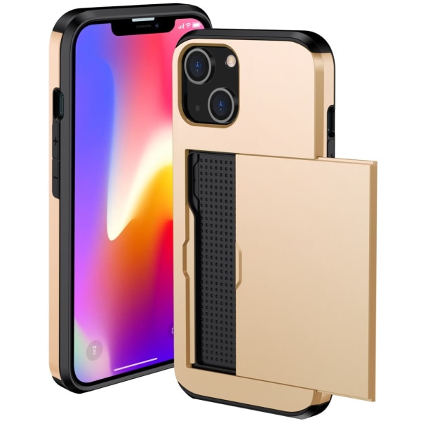 SKALO iPhone 14 Plus Armor Cover kortholder - Guld Gold