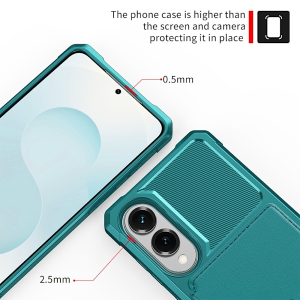 SKALO Samsung S25 Edge Stødresistent Cover med Pung- Turkis Turquoise