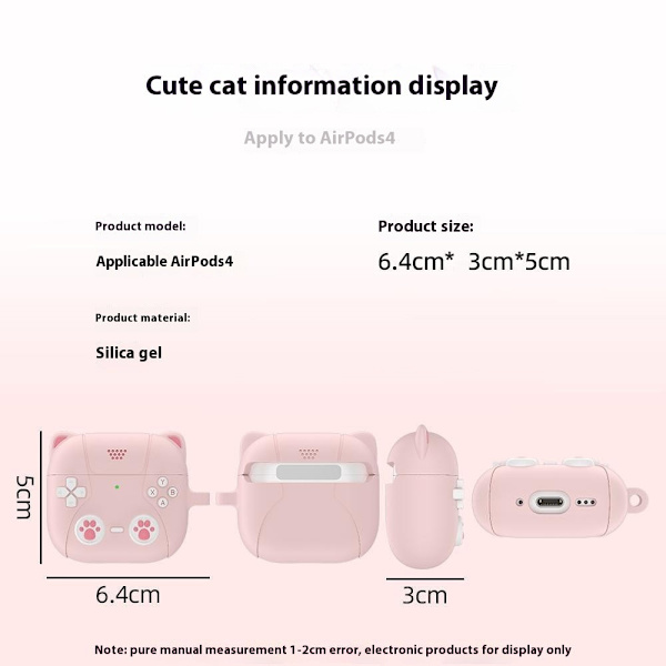 SKALO AirPods 4 Cute Cat Controller Fodral - Lila Lila