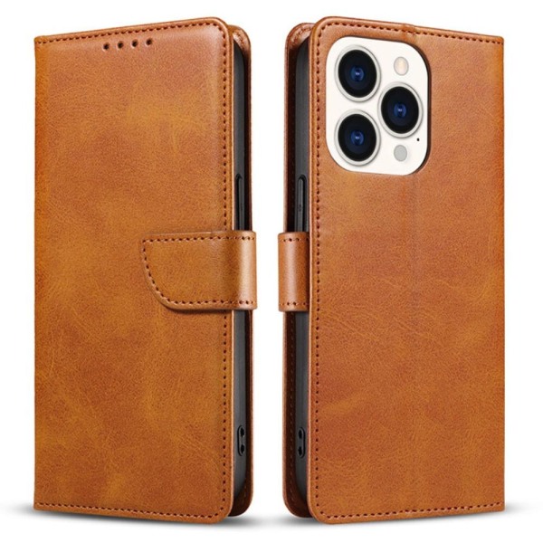 SKALO iPhone 15 Plus Premium Wallet Lompakkokotelo - Vaaleanrusk Light brown