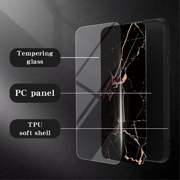 SKALO Samsung A35 5G Marmor hærdet glas TPU Cover - #3 Multicolor