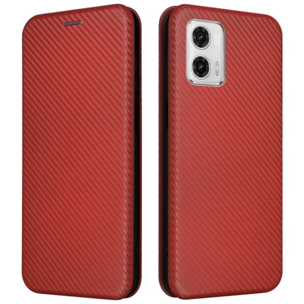 SKALO Motorola Moto G23 4G Carbon Fiber Pungetui - Brun Brown