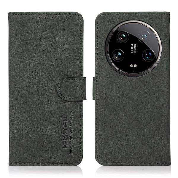 SKALO Xiaomi 14 Ultra 5G KHAZNEH Lompakkokotelo PU-nahasta - Vihreä Green