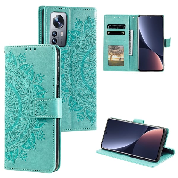 SKALO Xiaomi 12 Pro Mandala Flip Cover - Turkis Turquoise