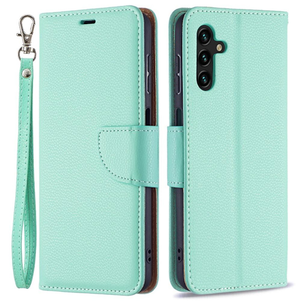 SKALO Samsung A04s 4G Premium Litchi Lompakkokotelo - Turkoosi Turquoise