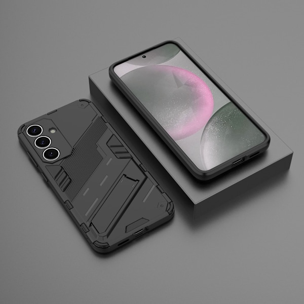 SKALO Samsung S25+ Armor Hybrid Punk Suojakuori - Musta Black