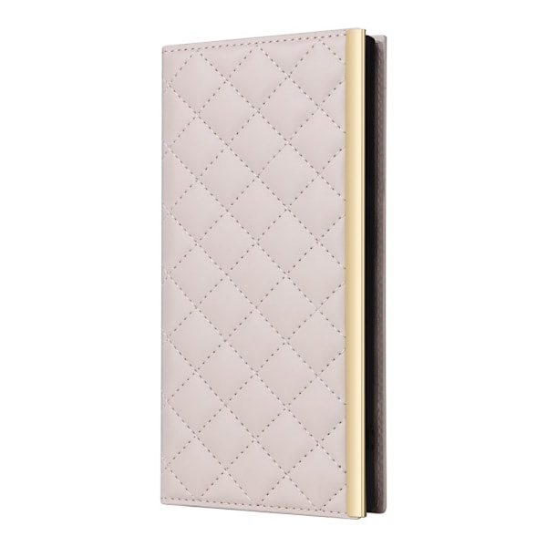 SKALO Samsung S25 Ultra Guldkant Quiltat Axelrem Plånboksfodral - Beige Beige