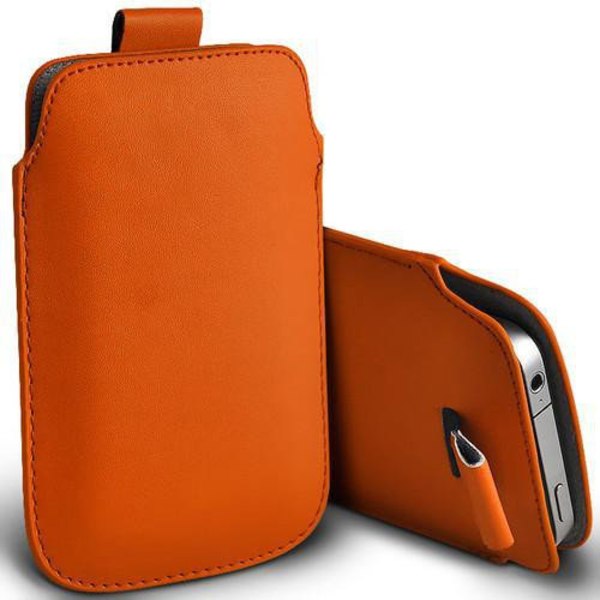 Pull tab / Läderficka - Passar iPhone 5/5S/5C/SE - fler färger Orange