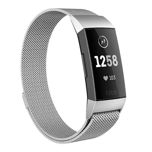 SKALO Milanese Loop til Fitbit Charge 3/4 - Vælg farve Silver