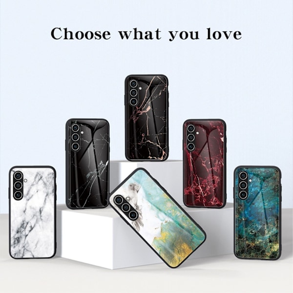 SKALO Samsung A56 5G Marmor Hærdet Glas TPU Cover - #2 Multicolor