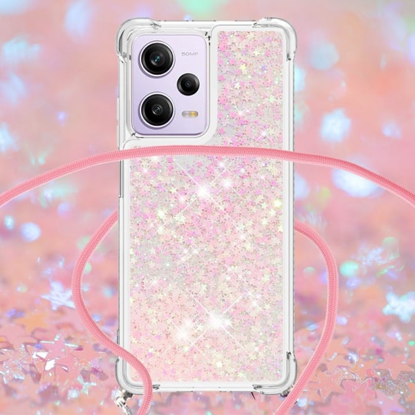 SKALO Xiaomi Redmi Note 12 Pro 5G Juoksuhiekka Glitter Mobile kaulapanta - Pinkki Pink