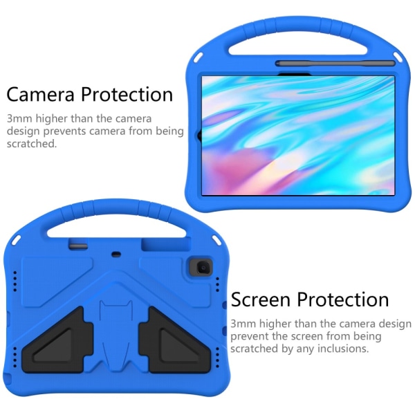 SKALO Samsung Tab S6 Lite Lapsikuori kahvalla ja jalustalla - Si Blue