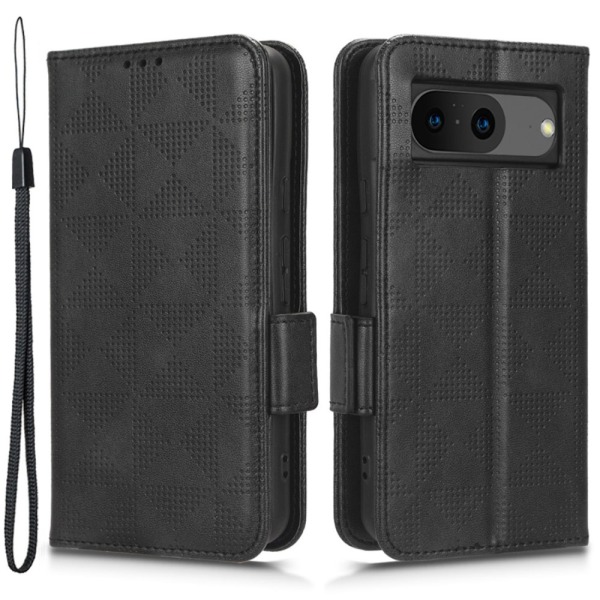 SKALO Google Pixel 8 Embossed Triangle Plånboksfodral - Svart Svart