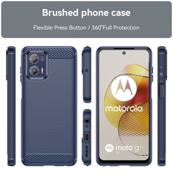 SKALO Motorola Moto G73 5G Armor Carbon Iskunkestävä TPU suojaku Blue