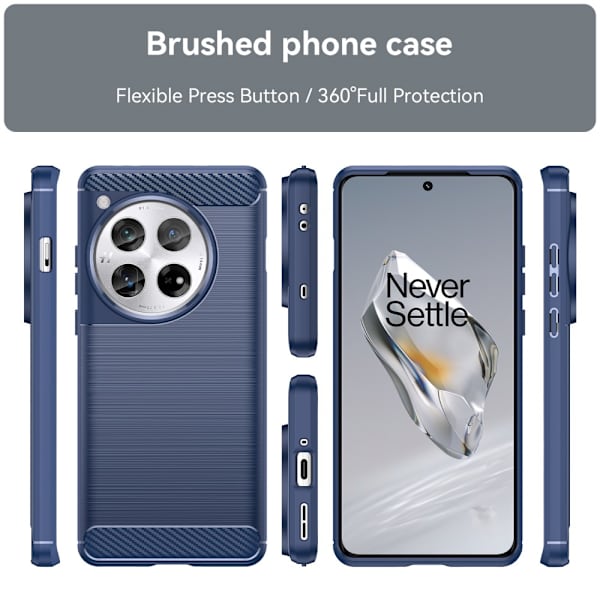 SKALO OnePlus 12 5G Armor Carbon Iskunkestävä TPU suojakuori - Valitse väri Blue