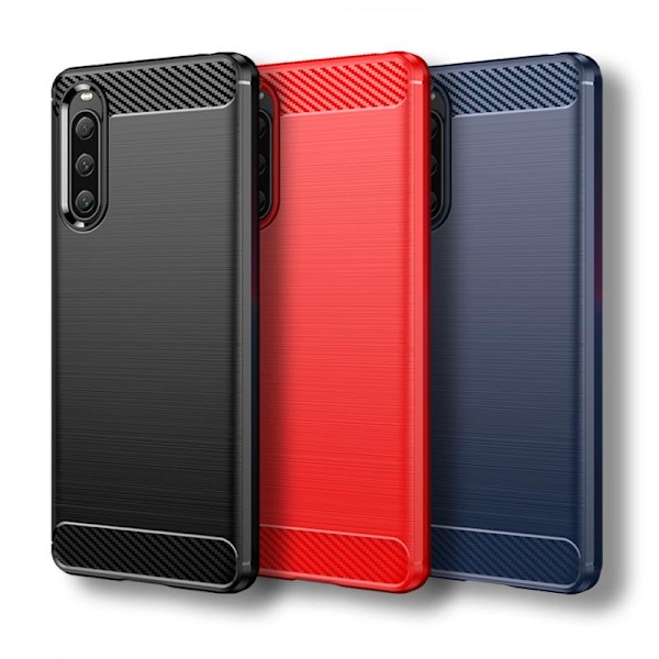 SKALO Sony Xperia 10 V Armor Carbon Stødsikker TPU-cover - Vælg farve Black