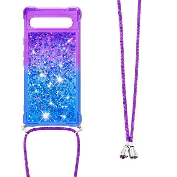SKALO Google Pixel 7a Kvicksand Glitter Mobile Collar - Lilla-Blå Multicolor