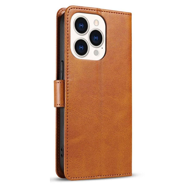 SKALO iPhone 15 Plus Premium Wallet Lompakkokotelo - Vaaleanruskea Light brown