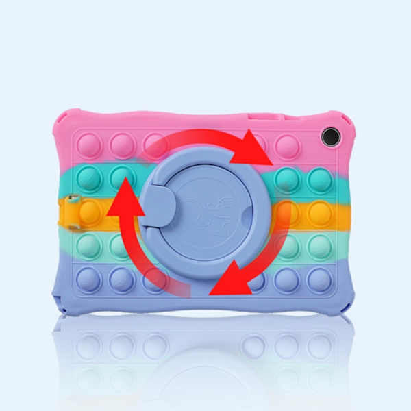SKALO Samsung Tab A9+ Shock Resistant Armor Popit Silicone Kuori - Rainbow Multicolor