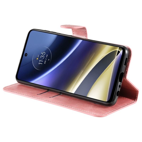 SKALO Moto G51 klassinen lompakkokotelo - ruusukulta Pink gold