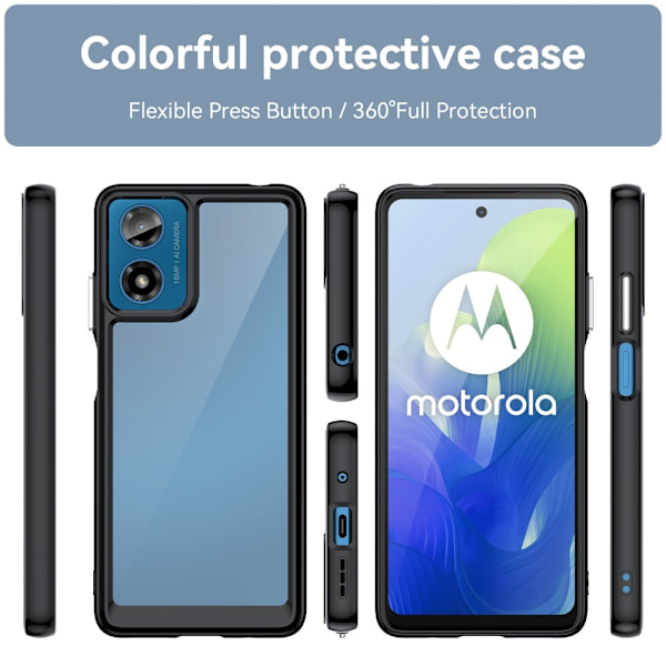 SKALO Motorola Moto G04 Stødsikker Clear Hybrid Cover - Sort Black