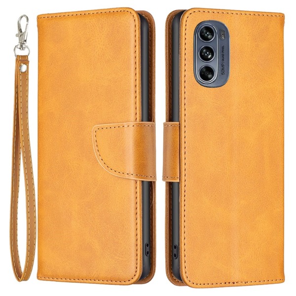 SKALO Motorola Moto G62 5G Flip Cover m. pung i PU-læder - Lys brun Light brown