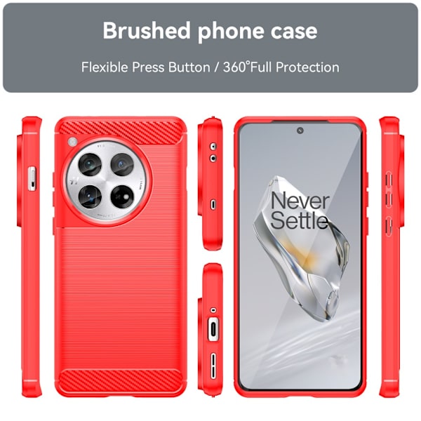 SKALO OnePlus 12 5G Armor Carbon Iskunkestävä TPU suojakuori - Valitse väri Red