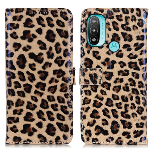 SKALO Moto E20/E30/E40 Leopard mönstrad Plånboksfodral i PU Läder multifärg