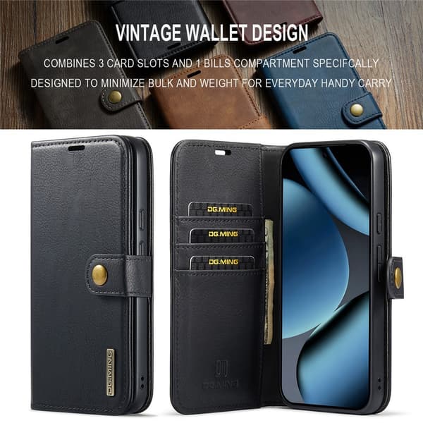 DG MING 2-i-1 Magnet Flip Cover til Google Pixel 11 - Sort Black