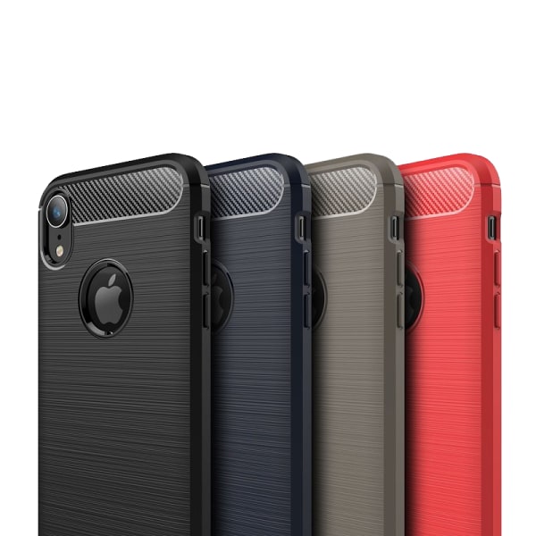 SKALO iPhone XR Armor Carbon Stødsikker TPU-cover - Vælg farve Red