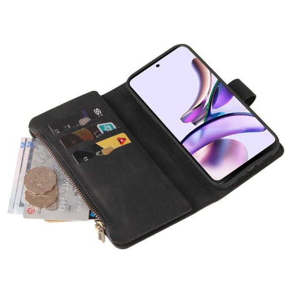 SKALO Motorola Moto G53 5G Big Wallet 17-lokeroa Lompakkokotelo - Musta Black