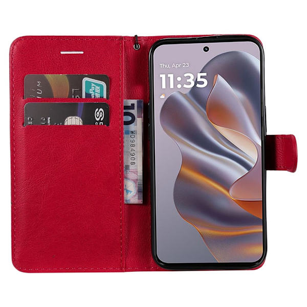 SKALO Motorola Edge 50 Neo 5G PU-Läder Plånboksfodral - Fler färger Röd