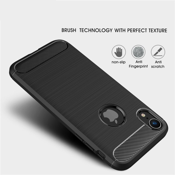 SKALO iPhone XR Armor Carbon Stødsikker TPU-cover - Vælg farve Black