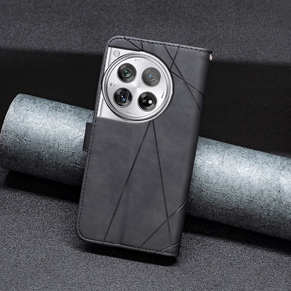 OnePlus 12 5G BINFEN COLOR Kohokuvioitu Lompakkokotelo - Musta Black