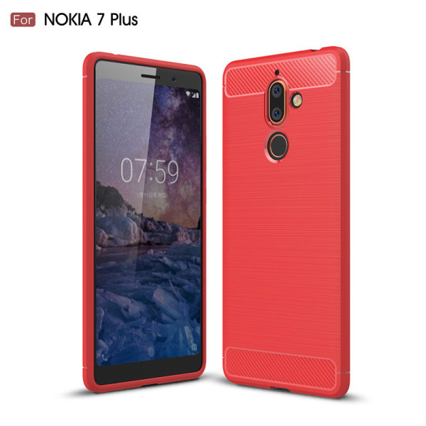 Stöttåligt Armor Carbon TPU-skal Nokia 7 Plus - fler färger Röd