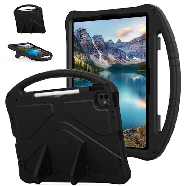 SKALO iPad Air 13 (2025) Børnecover med håndtag og stand - Sort Black