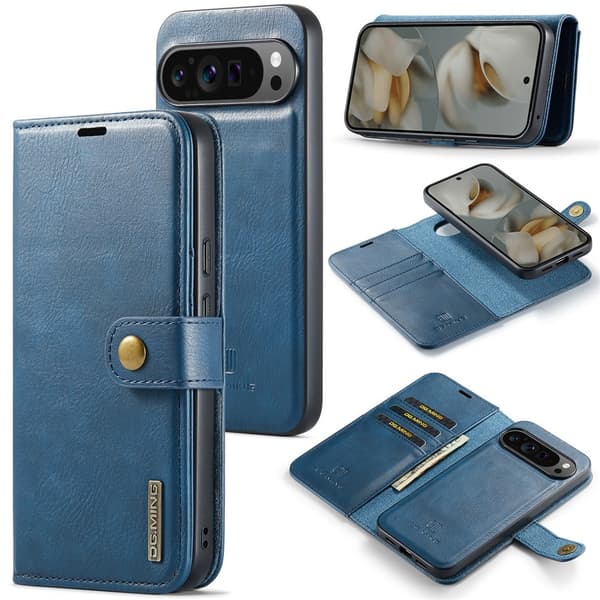 DG MING Google Pixel 10 Pro XL 2-i-1 Magnet Plånboksfodral - Blå Blå